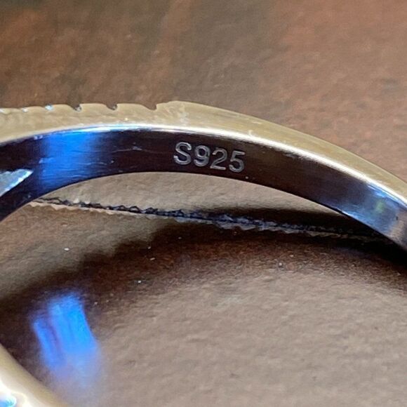 Stamped 925 Sterling Silver CZ 1CT Yellow Citrine w/ Pave Style Crystals - Picture 5 of 5